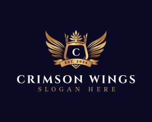 Crown Crest Wings logo design