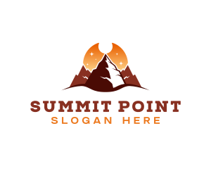 Mountain Summit Sunset logo design