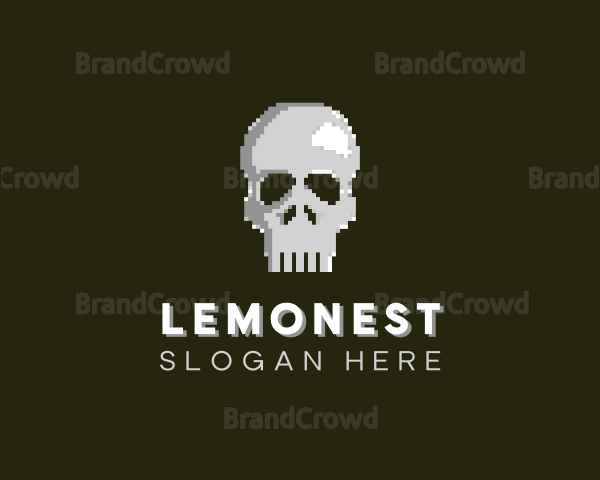 Pixelated Arcade Skull Logo