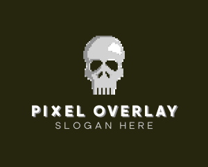 Pixelated Arcade Skull logo design