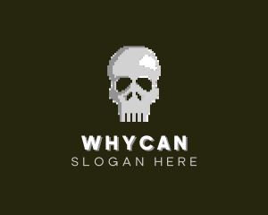 Streamer - Pixelated Arcade Skull logo design