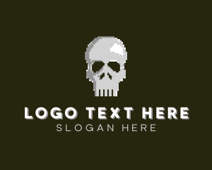 Pixelated Arcade Skull Logo