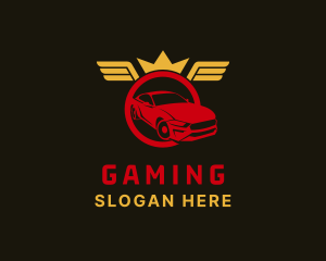 Drag Racing - Gold Crown Wings Car logo design