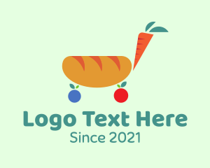 Shopping Delivery - Bread Carrot Cart logo design