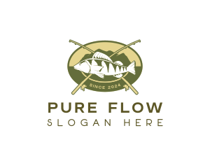 Freshwater - Fishing Rod Fisherman logo design