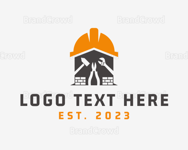 Hard Hat Construction Tools Logo