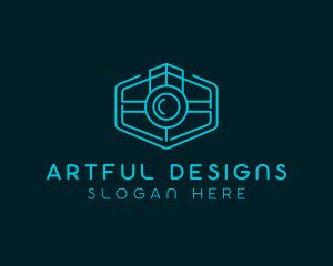 Minimalist Camera Lens logo design