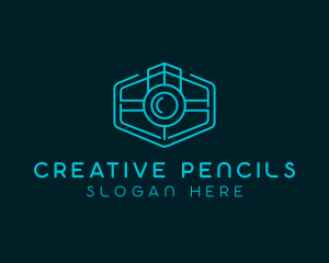 Minimalist Camera Lens logo design