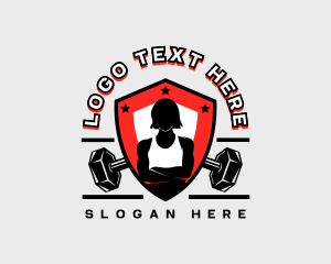 Muscular - Woman Fitness Coach logo design