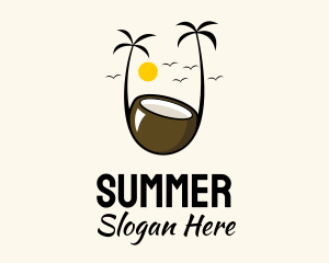 Coconut Juice Tropical Beach logo design