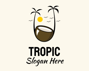 Coconut Juice Tropical Beach logo design