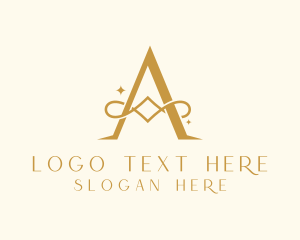 Hairdresser - Gold Luxury Letter A logo design