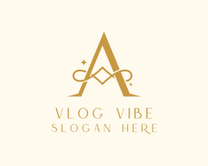 Vlogging - Gold Luxury Letter A logo design