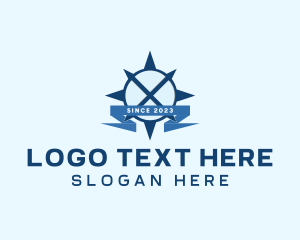 Travel Vlogger - Compass Navigate Letter X logo design