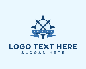 Travel Vlogger - Compass Navigation Letter X logo design