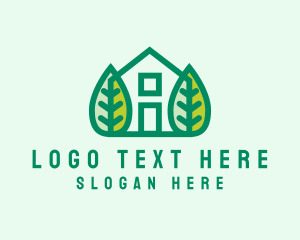 Cabin - Tree Leaf House logo design