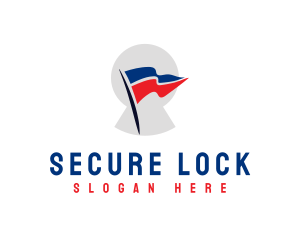 Locked - Privacy Flag Keyhole logo design