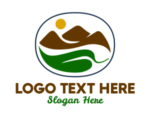 Sun - Mountain Leaf View logo design