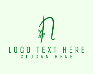 Green - Natural Elegant Letter N logo design