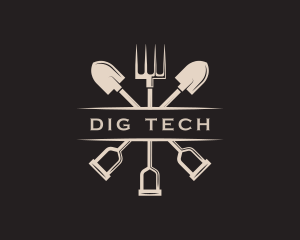 Dig - Gardening Shovel Rake logo design