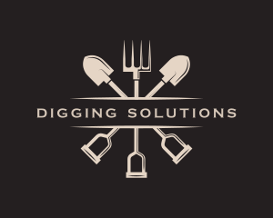 Shovel - Gardening Shovel Rake logo design