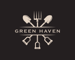 Garden - Gardening Shovel Rake logo design