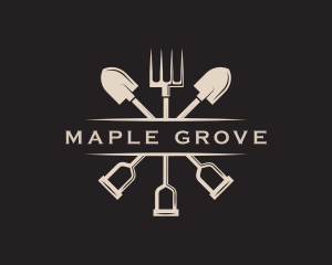 Gardening Shovel Rake logo design