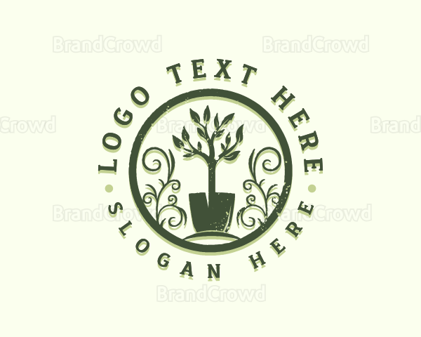 Shovel Gardening Plant Logo