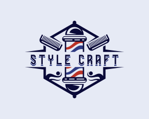 Comb Barber Hairstyling logo design