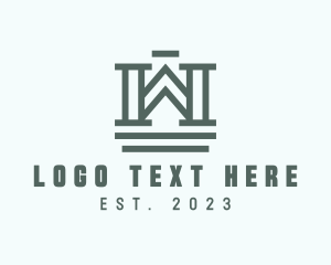Ruin - Architect Column Structure logo design