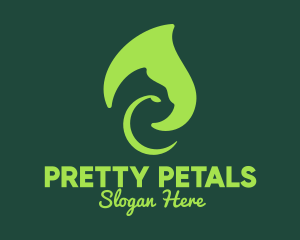 Green Leafy Cat logo design