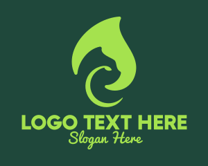 Green - Green Leafy Cat logo design