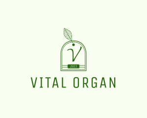 Outline Leaf Organic Teabag  logo design