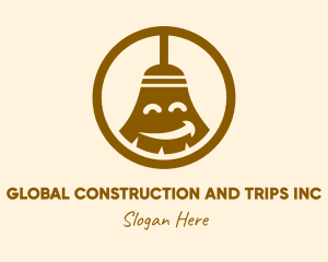Housekeeper - Happy Cleaning Broom logo design