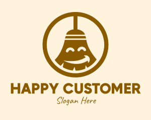 Happy Cleaning Broom  logo design