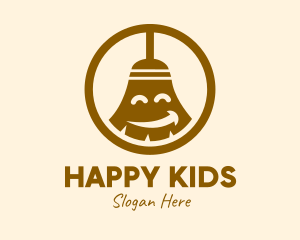 Happy Cleaning Broom  logo design