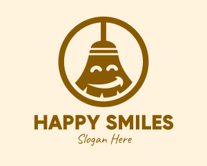 Happy Cleaning Broom  logo design