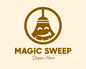 Happy Cleaning Broom  logo design