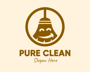 Happy Cleaning Broom  logo design