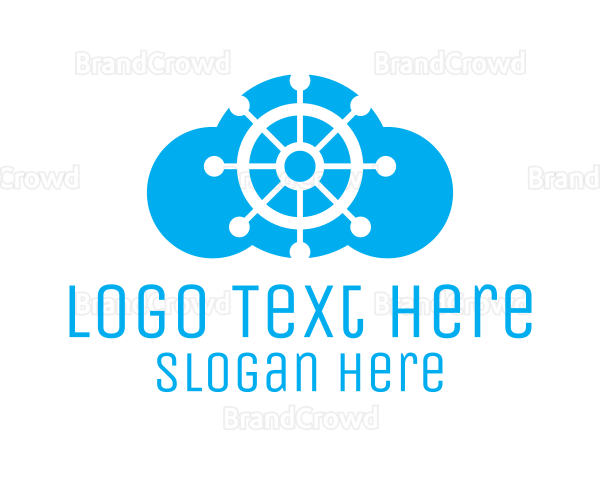 Boat Steering Wheel Cloud Logo