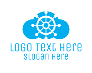 Cruise - Boat Steering Wheel Cloud logo design