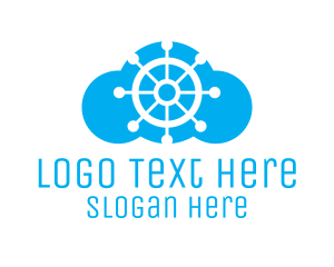 Boat Steering Wheel Cloud Logo