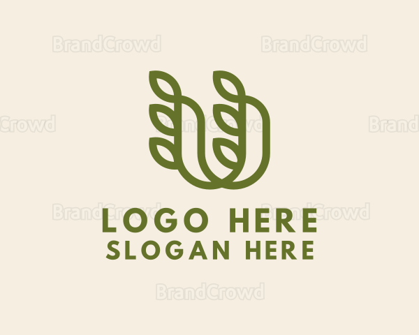 Green Leaf Letter U Logo