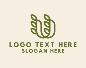 Farming - Green Leaf Letter U logo design