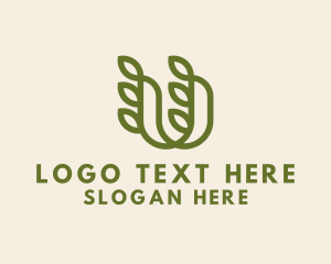 Green Leaf Letter U Logo
