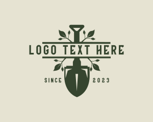 Leaf - Shovel Landscaper Tools logo design