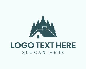 Cabin - House Roofing Construction logo design