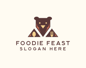 Bear Food Utensils logo design