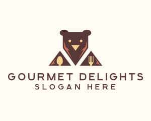 Bear Food Utensils logo design