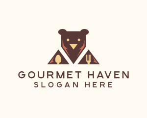 Bear Restaurant Utensils logo design